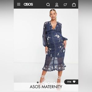 ASOS floral blue midi Maternity dress